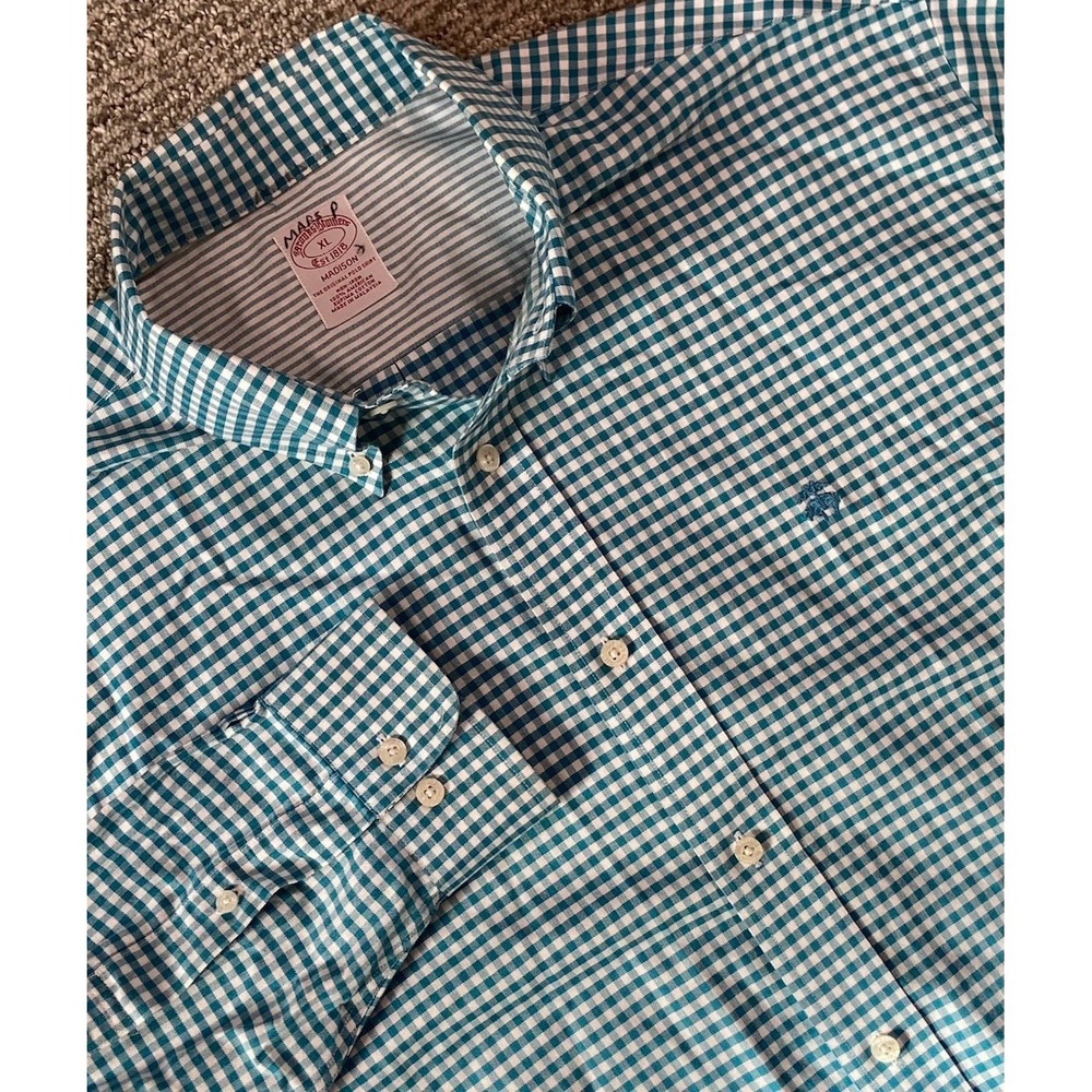 Brooks Brothers Madison Long Sleeve Shirt‎ American Supima Cotton Plaid Size L